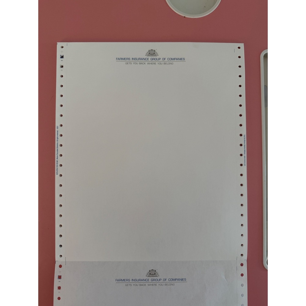200 Pages Continuous Feed Dot Matrix Paper 9.5x11 Tractor Feed Vintage 1980s